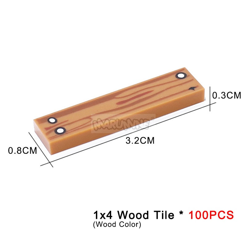 MARUMINE 1x4 Tile Plate Blocks 100PCS Board Floor Wood MOC Classic Building Bricks Idea Bulk Parts 2431 26583 10638 Compatible