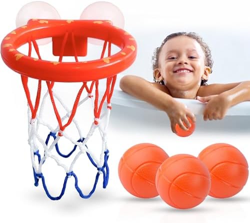 MARPPY Bath Toys, Bathtub Basketball Hoop for Baby, Toddlers, Boys and Girls, 3 Balls No Holes, Mold Free Bath Toys and Strong Suction Cup, Fun Bathtub Toys & Shower Bath Toys for Toddlers and Kids